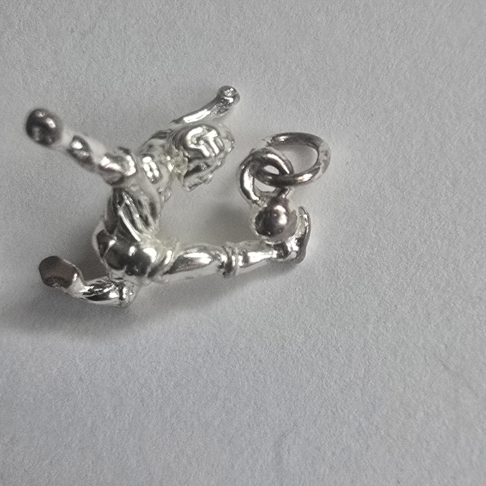 Silver Soccer Player Charm Pendant Sterling Silver